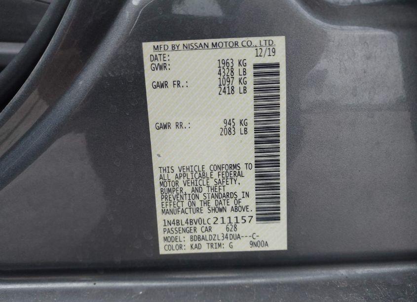 Photo 9 of 2020 Nissan Altima S FWD (VIN 1N4BL4BV0LC211157)