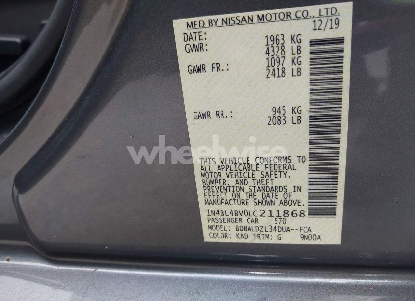 Photo 9 of 2020 Nissan Altima S FWD (VIN 1N4BL4BV0LC211868)