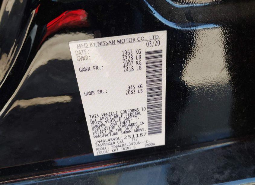 Photo 9 of 2020 Nissan Altima S FWD (VIN 1N4BL4BV0LC251187)