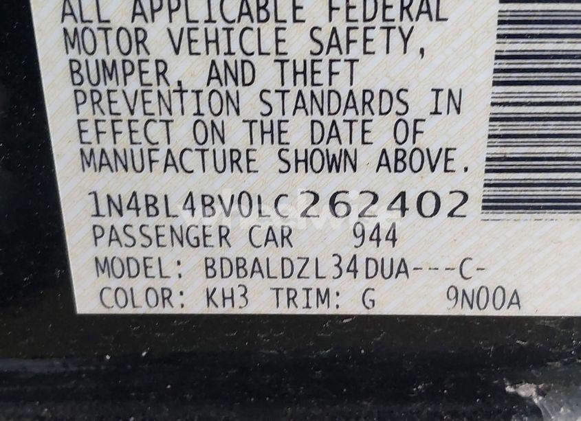 Photo 9 of 2020 Nissan Altima S FWD (VIN 1N4BL4BV0LC262402)