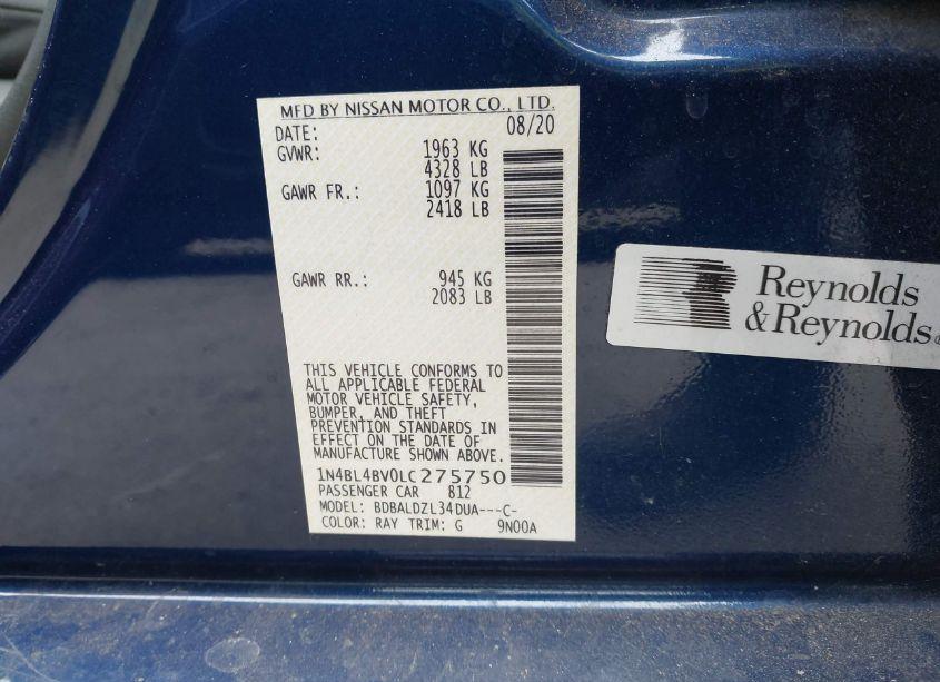 Photo 9 of 2020 Nissan Altima S FWD (VIN 1N4BL4BV0LC275750)