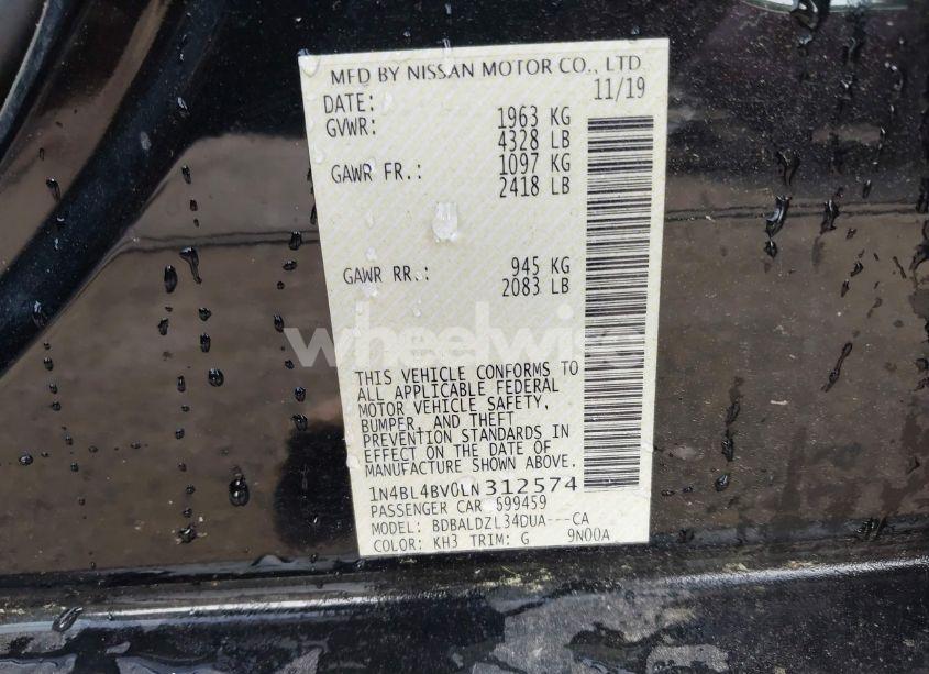 Photo 9 of 2020 Nissan Altima S FWD (VIN 1N4BL4BV0LN312574)