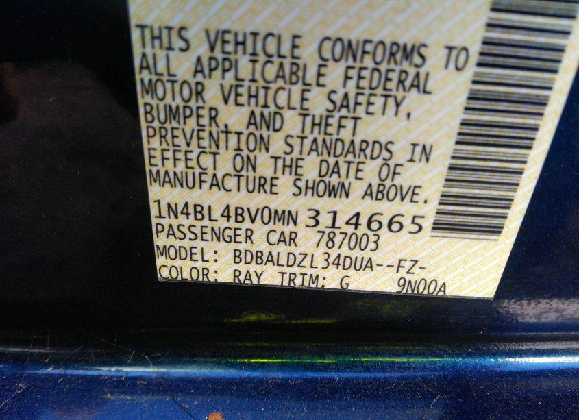 Photo 9 of 2021 Nissan Altima S FWD (VIN 1N4BL4BV0MN314665)