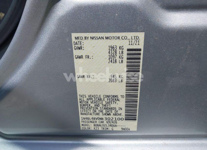Photo 9 of 2022 Nissan Altima S FWD (VIN 1N4BL4BV0NN302100)