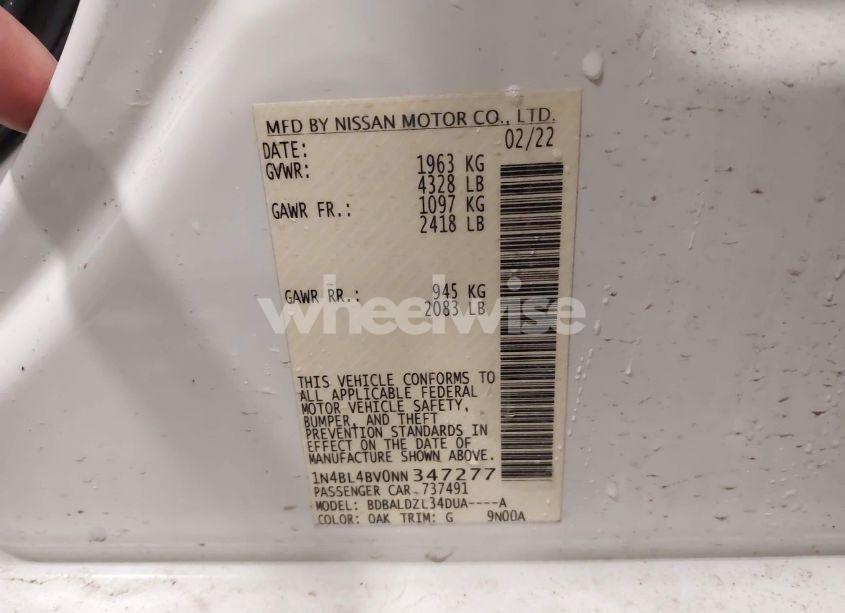 Photo 9 of 2022 Nissan Altima S FWD (VIN 1N4BL4BV0NN347277)