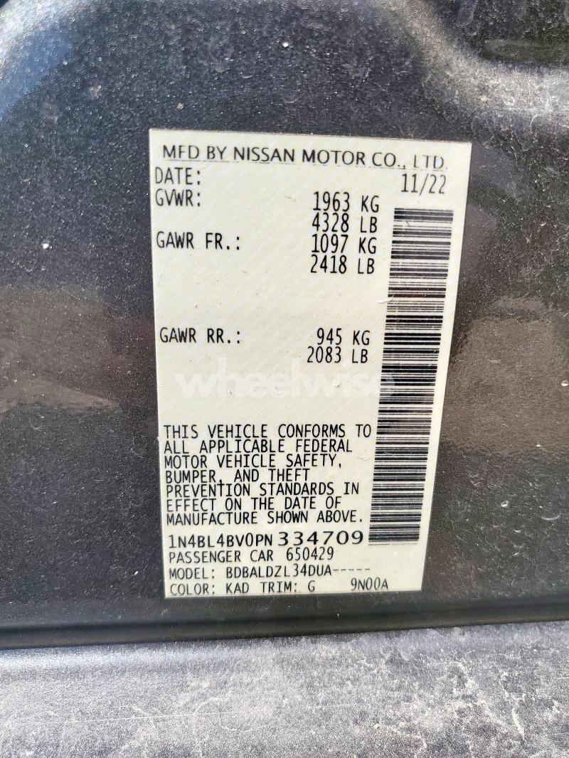 Photo 13 of 2023 NISSAN ALTIMA S (VIN 1N4BL4BV0PN334709)