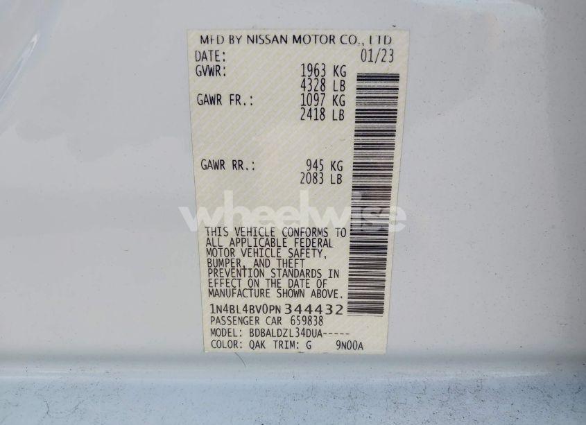 Photo 9 of 2023 Nissan Altima S FWD (VIN 1N4BL4BV0PN344432)