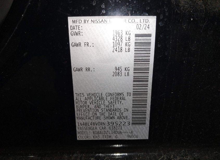 Photo 9 of 2024 Nissan Altima S FWD (VIN 1N4BL4BV0RN395223)