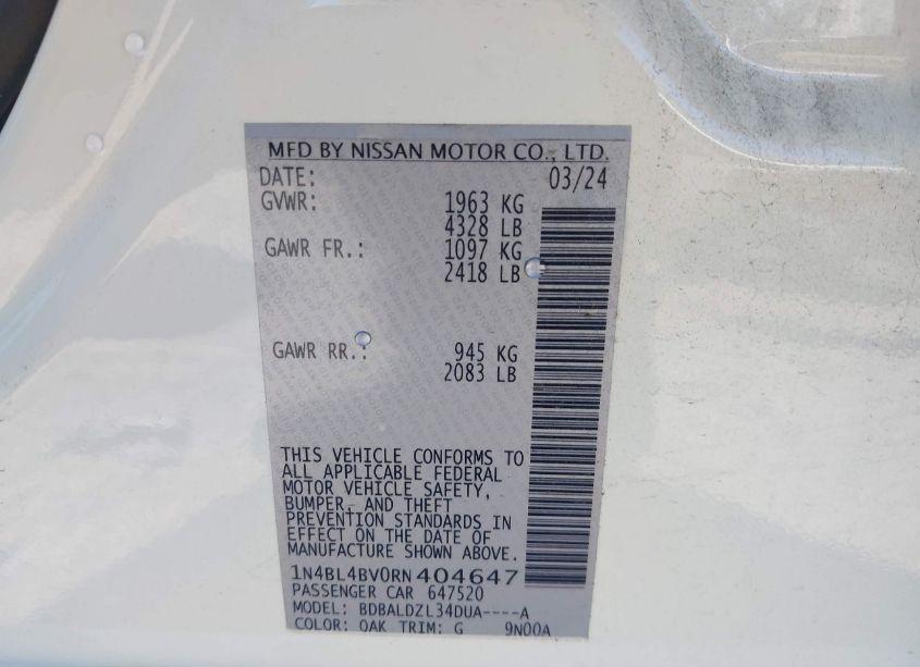 Photo 9 of 2024 Nissan Altima S FWD (VIN 1N4BL4BV0RN404647)