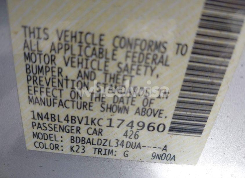 Photo 9 of 2019 Nissan Altima 2.5 S (VIN 1N4BL4BV1KC174960)