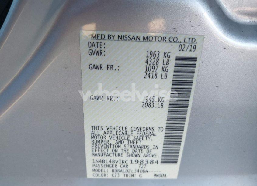 Photo 9 of 2019 Nissan Altima 2.5 S (VIN 1N4BL4BV1KC198384)