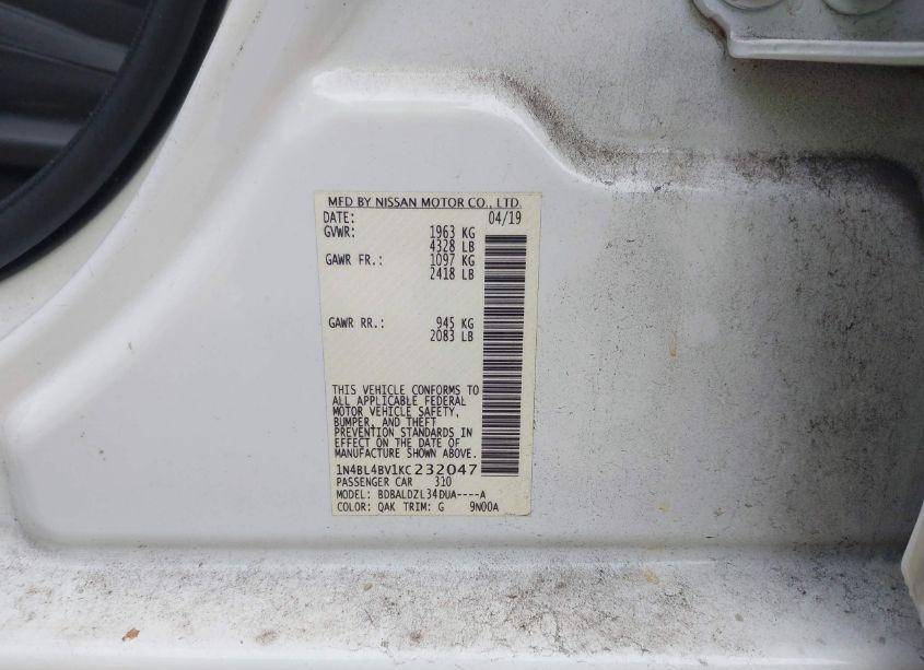 Photo 9 of 2019 Nissan Altima 2.5 S (VIN 1N4BL4BV1KC232047)