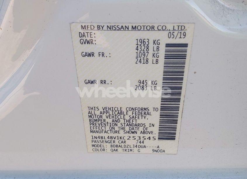 Photo 9 of 2019 Nissan Altima 2.5 S (VIN 1N4BL4BV1KC253545)