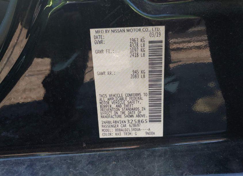 Photo 9 of 2019 Nissan Altima 2.5 S (VIN 1N4BL4BV1KN325865)