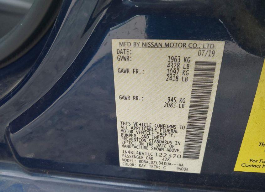 Photo 9 of 2020 Nissan Altima S FWD (VIN 1N4BL4BV1LC122570)