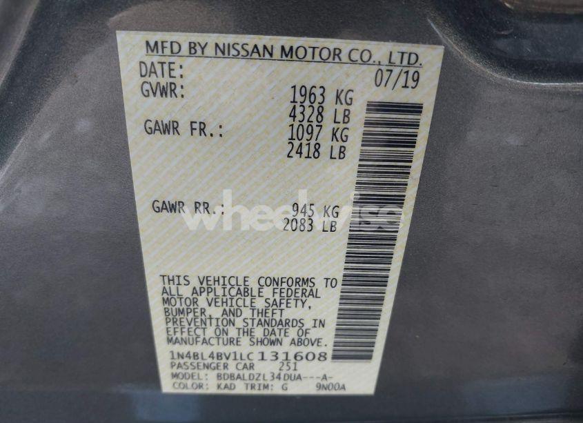 Photo 9 of 2020 Nissan Altima S FWD (VIN 1N4BL4BV1LC131608)