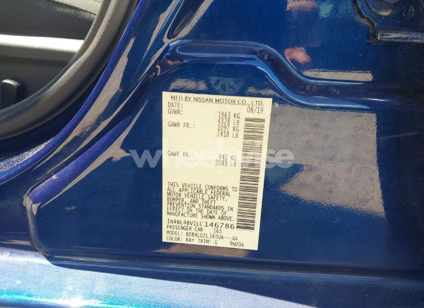 Photo 9 of 2020 Nissan Altima S FWD (VIN 1N4BL4BV1LC146786)