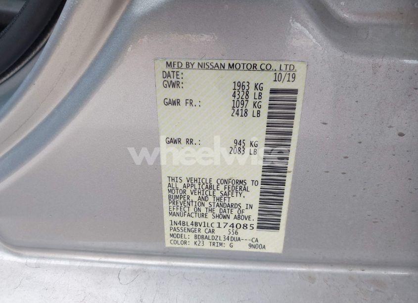 Photo 9 of 2020 Nissan Altima S FWD (VIN 1N4BL4BV1LC174085)