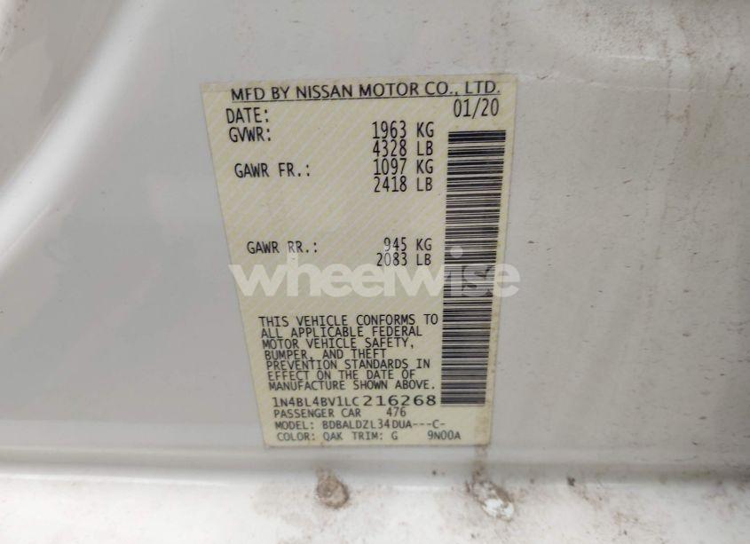 Photo 9 of 2020 Nissan Altima S FWD (VIN 1N4BL4BV1LC216268)