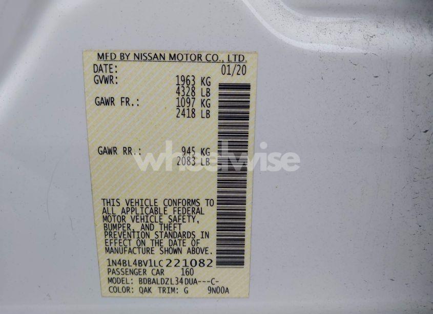 Photo 9 of 2020 Nissan Altima S FWD (VIN 1N4BL4BV1LC221082)