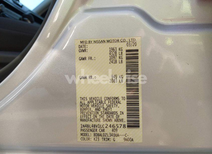 Photo 9 of 2020 Nissan Altima S FWD (VIN 1N4BL4BV1LC246578)