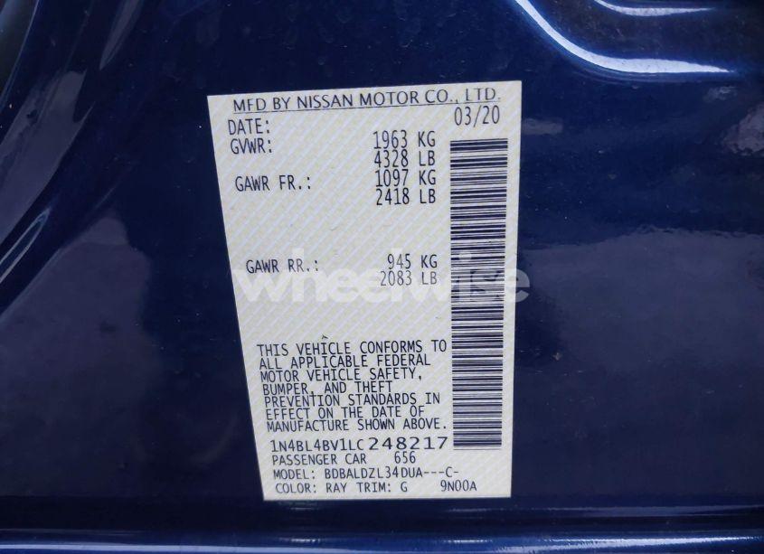 Photo 9 of 2020 Nissan Altima S FWD (VIN 1N4BL4BV1LC248217)