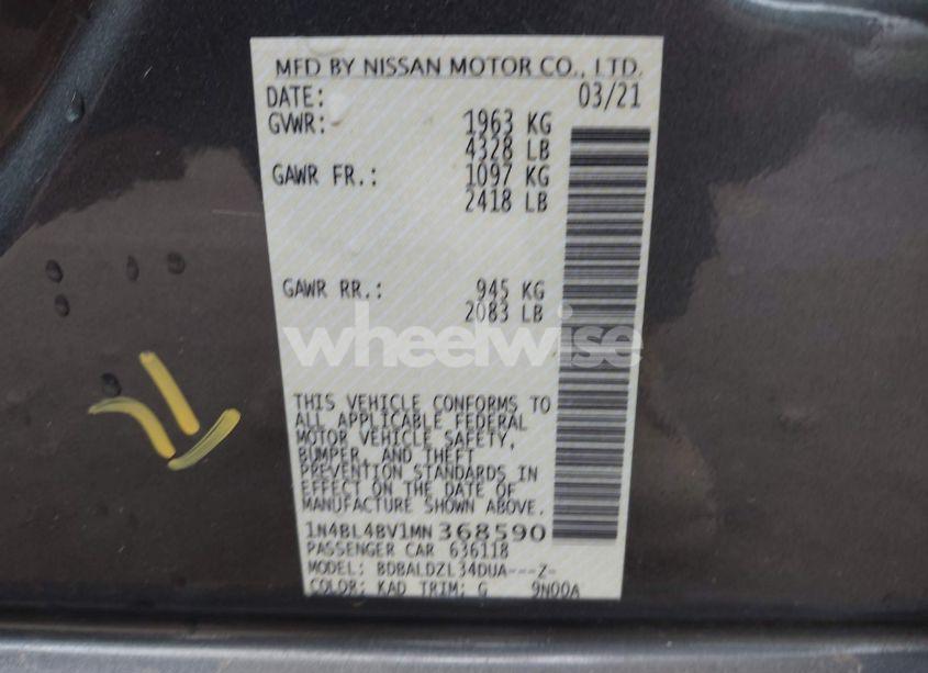 Photo 9 of 2021 Nissan Altima S FWD (VIN 1N4BL4BV1MN368590)