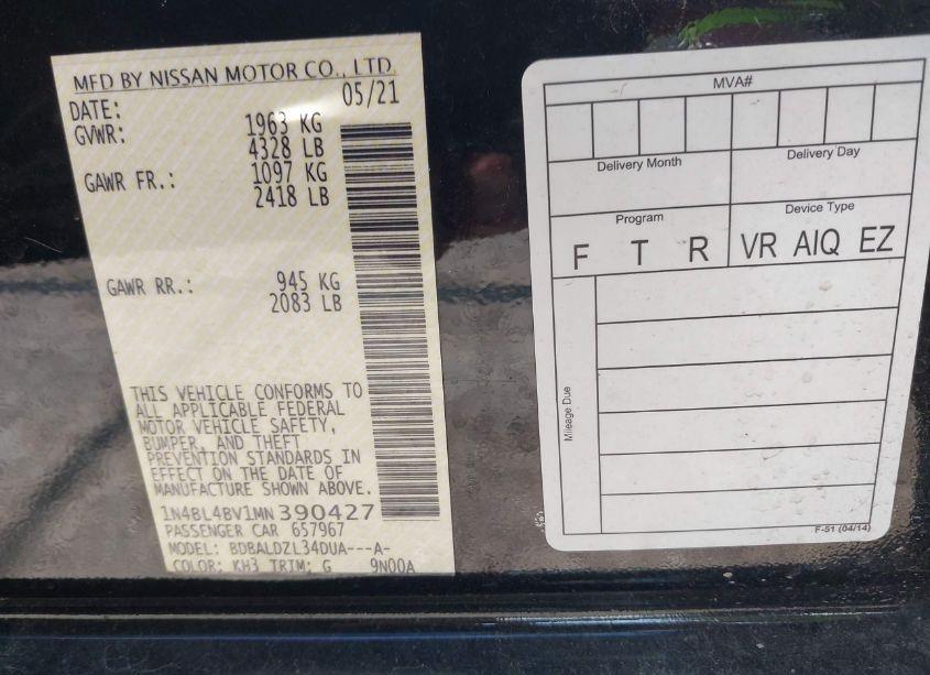 Photo 9 of 2021 Nissan Altima S FWD (VIN 1N4BL4BV1MN390427)