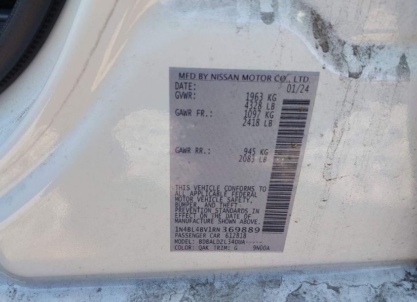 Photo 9 of 2024 Nissan Altima S FWD (VIN 1N4BL4BV1RN369889)