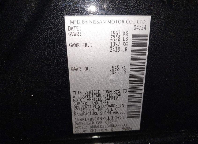 Photo 9 of 2024 Nissan Altima S FWD (VIN 1N4BL4BV1RN411901)