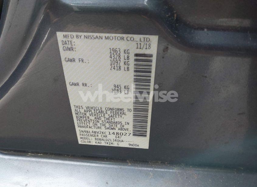 Photo 9 of 2019 Nissan Altima 2.5 S (VIN 1N4BL4BV2KC148027)