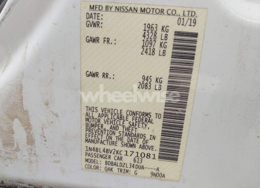 Photo 9 of 2019 Nissan Altima 2.5 S (VIN 1N4BL4BV2KC171081)