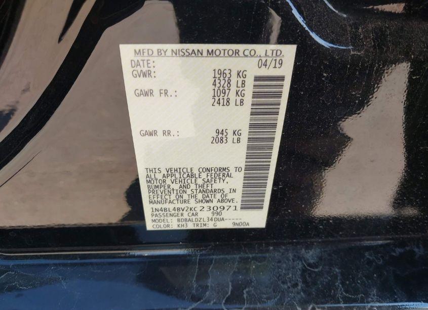 Photo 9 of 2019 Nissan Altima 2.5 S (VIN 1N4BL4BV2KC230971)