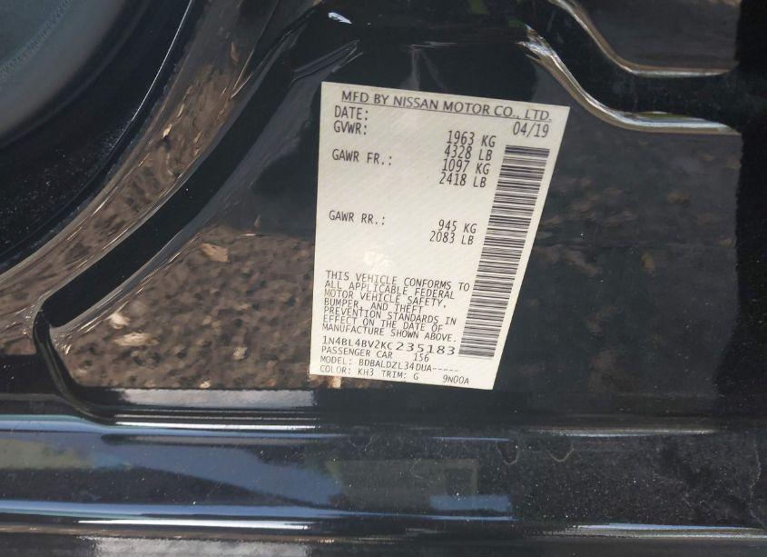 Photo 9 of 2019 Nissan Altima 2.5 S (VIN 1N4BL4BV2KC235183)