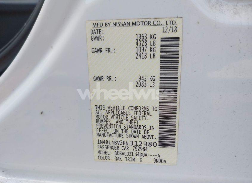 Photo 9 of 2019 Nissan Altima 2.5 S (VIN 1N4BL4BV2KN312980)