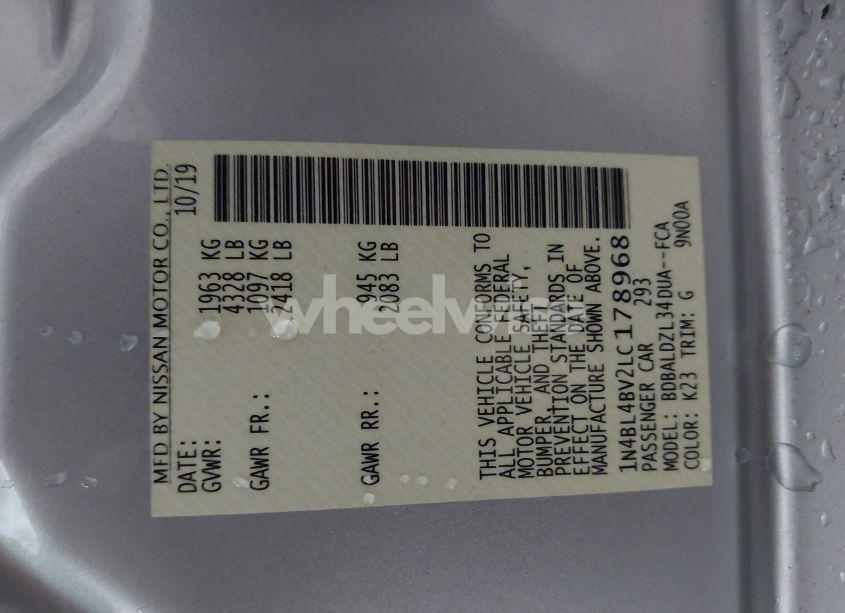 Photo 9 of 2020 Nissan Altima S FWD (VIN 1N4BL4BV2LC178968)