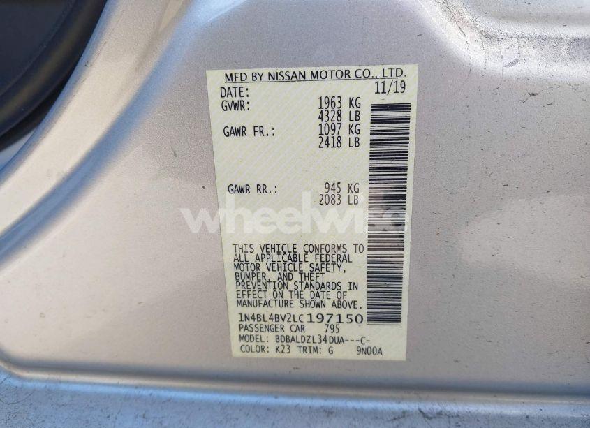 Photo 9 of 2020 Nissan Altima S FWD (VIN 1N4BL4BV2LC197150)