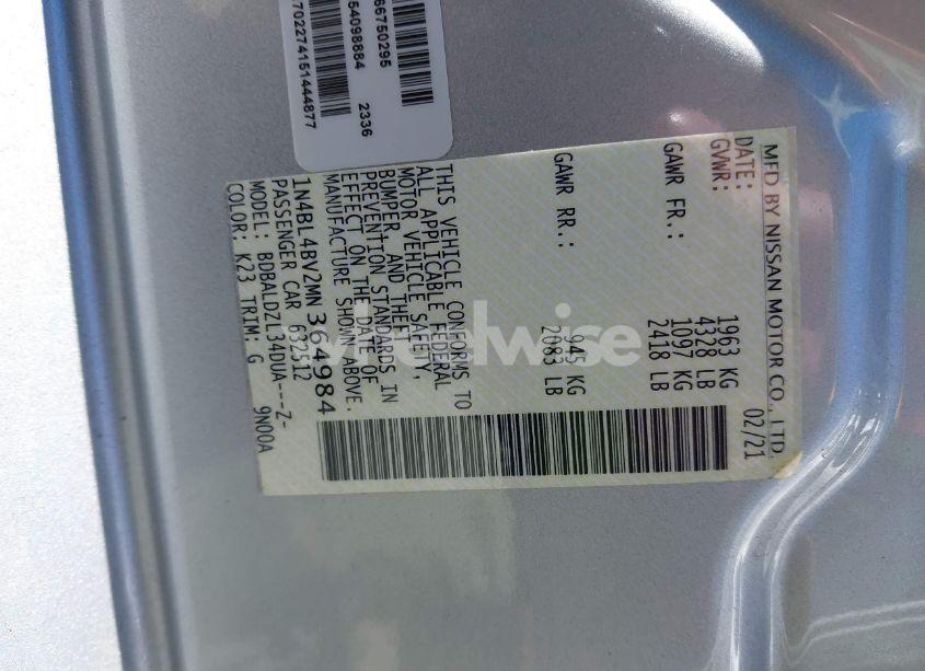 Photo 9 of 2021 Nissan Altima S FWD (VIN 1N4BL4BV2MN364984)