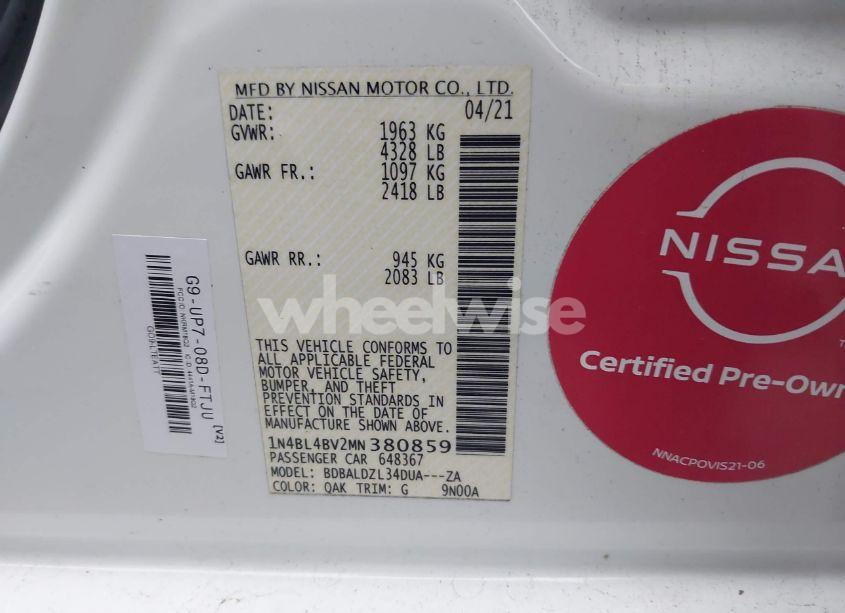 Photo 9 of 2021 Nissan Altima S FWD (VIN 1N4BL4BV2MN380859)