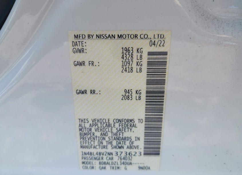 Photo 9 of 2022 Nissan Altima S FWD (VIN 1N4BL4BV2NN373623)