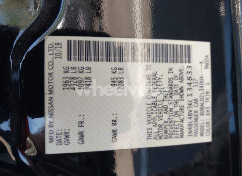 Photo 9 of 2019 Nissan Altima 2.5 S (VIN 1N4BL4BV3KC134833)