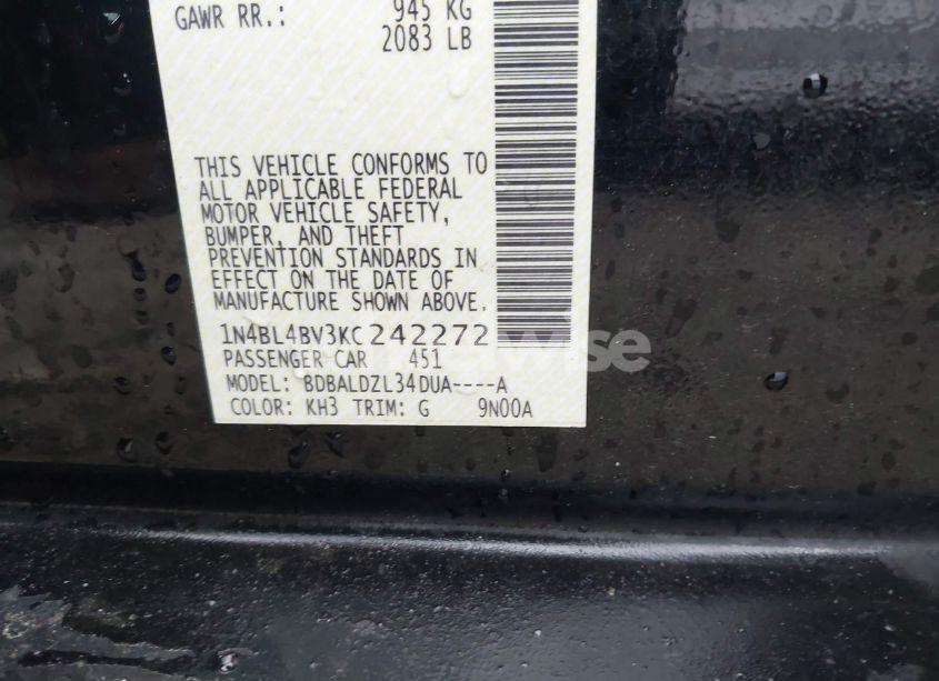 Photo 9 of 2019 Nissan Altima 2.5 S (VIN 1N4BL4BV3KC242272)