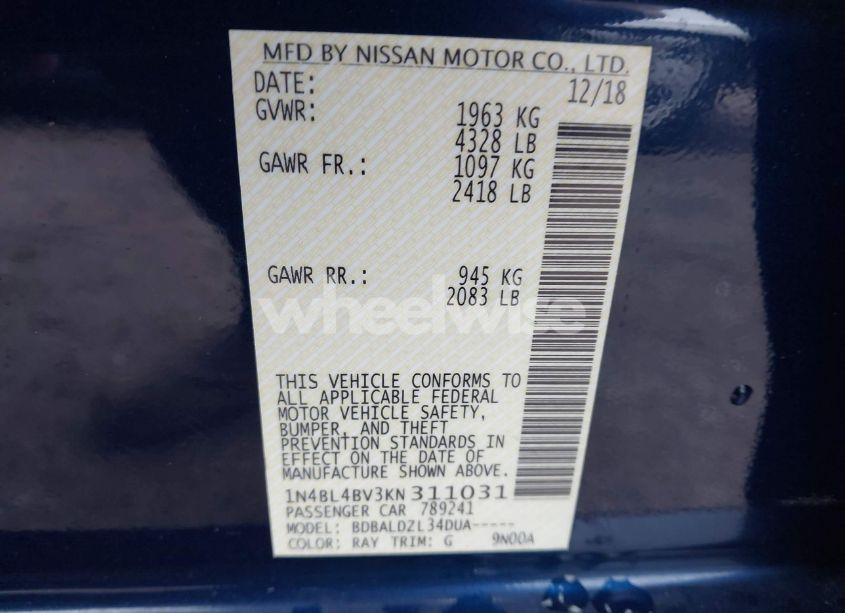 Photo 9 of 2019 Nissan Altima 2.5 S (VIN 1N4BL4BV3KN311031)