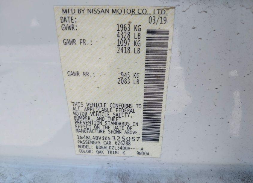 Photo 9 of 2019 Nissan Altima 2.5 S (VIN 1N4BL4BV3KN325057)