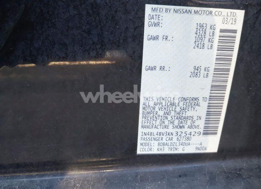 Photo 9 of 2019 Nissan Altima 2.5 S (VIN 1N4BL4BV3KN325429)