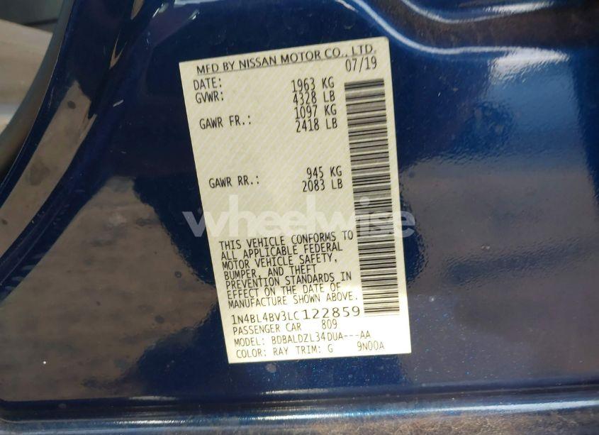 Photo 9 of 2020 Nissan Altima S FWD (VIN 1N4BL4BV3LC122859)