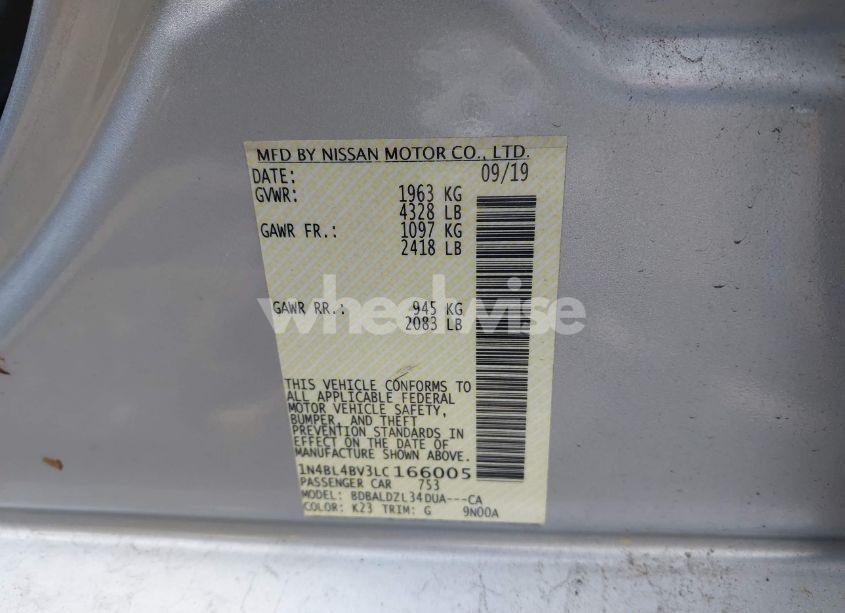 Photo 9 of 2020 Nissan Altima S FWD (VIN 1N4BL4BV3LC166005)