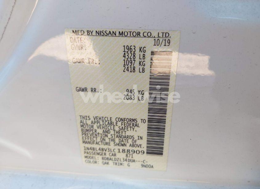 Photo 9 of 2020 Nissan Altima S FWD (VIN 1N4BL4BV3LC188909)