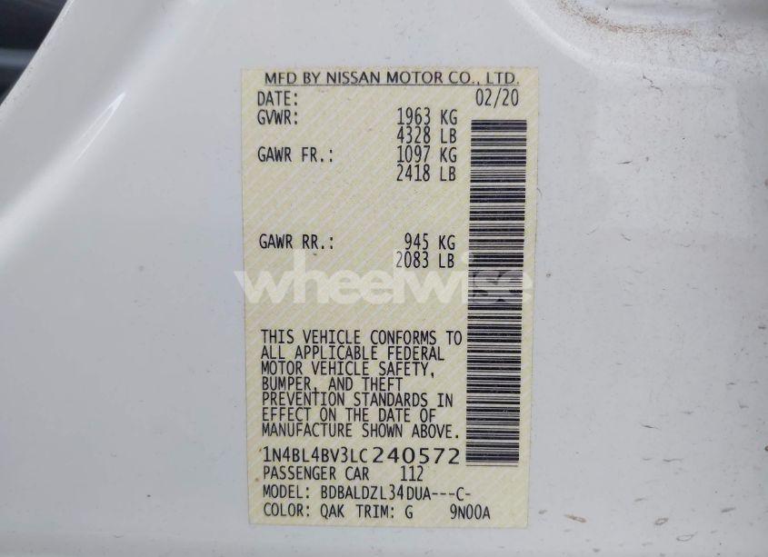 Photo 9 of 2020 Nissan Altima S FWD (VIN 1N4BL4BV3LC240572)