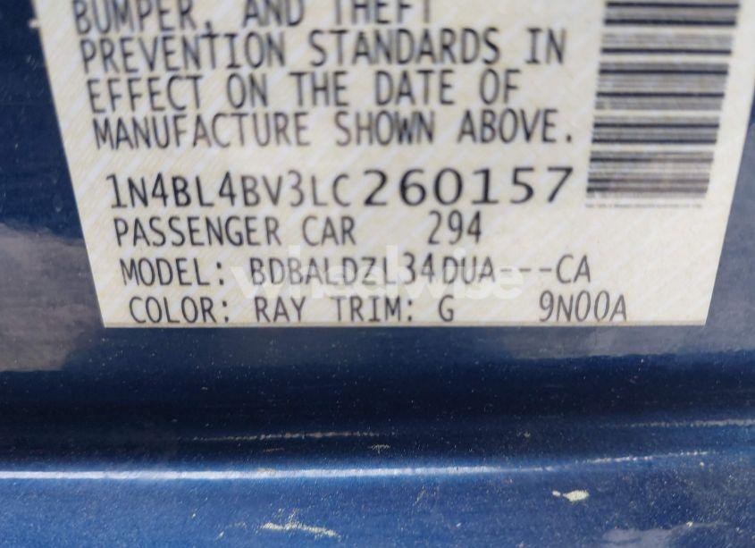 Photo 9 of 2020 Nissan Altima S FWD (VIN 1N4BL4BV3LC260157)